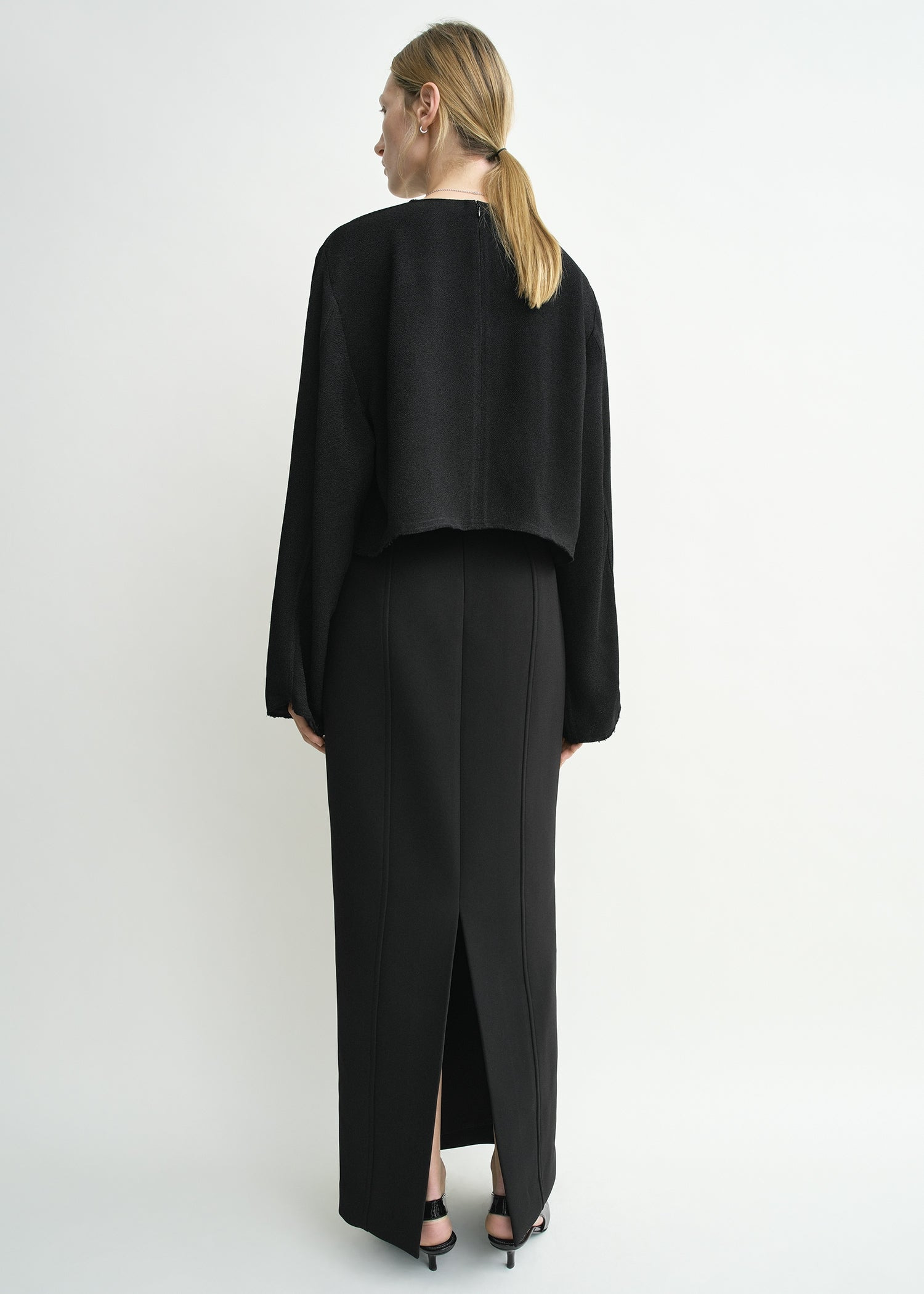 Cropped sablé blouse black - 4