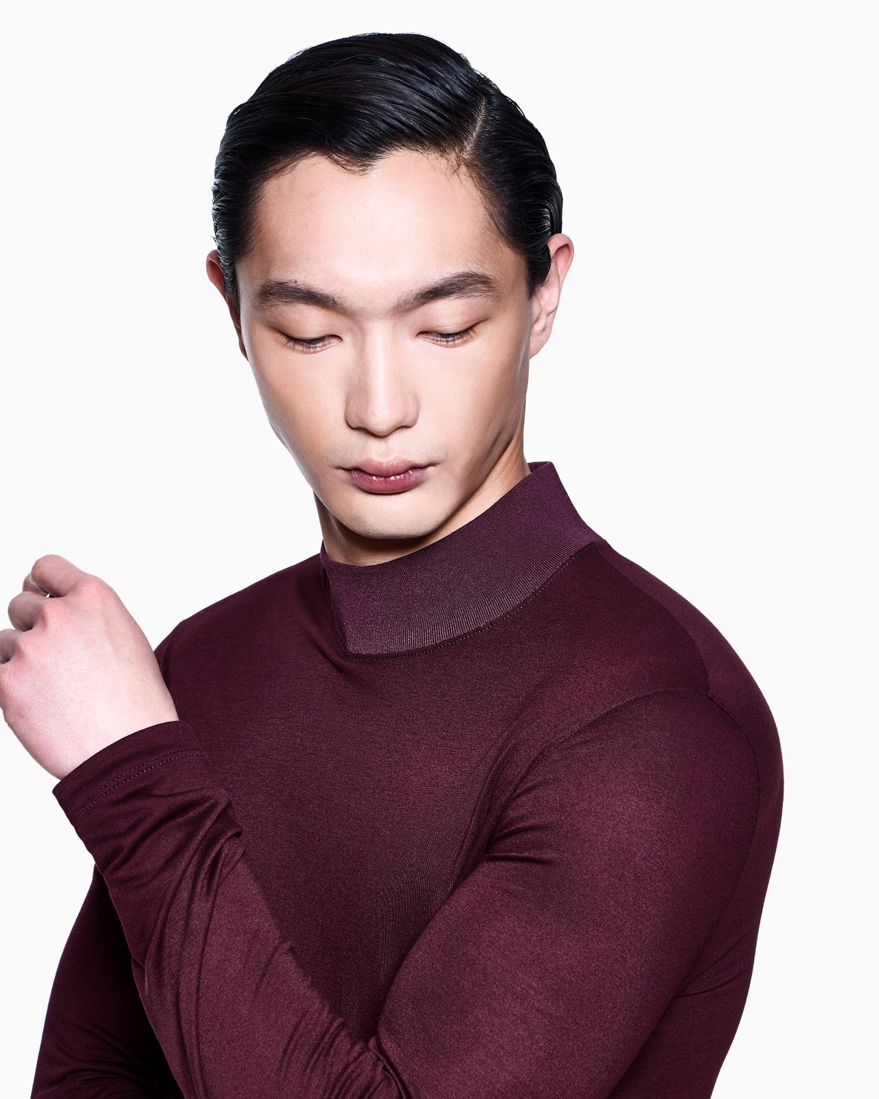 VISCOSE JERSEY MOCK-NECK JUMPER - 5