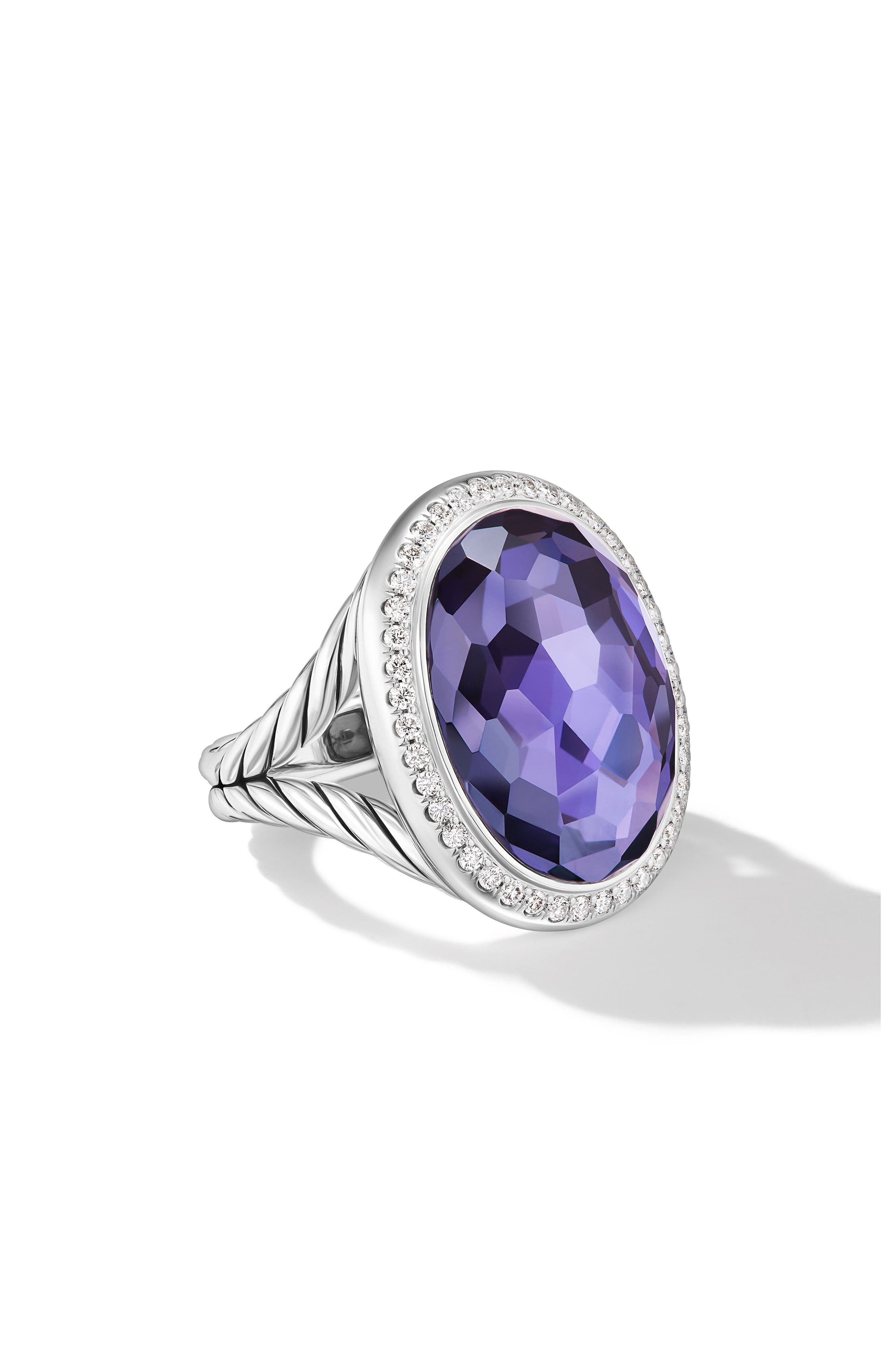 David Yurman Albion Diamond Halo Oval Cocktail Ring in Silver/Lavender Amethyst at Nordstrom - 3