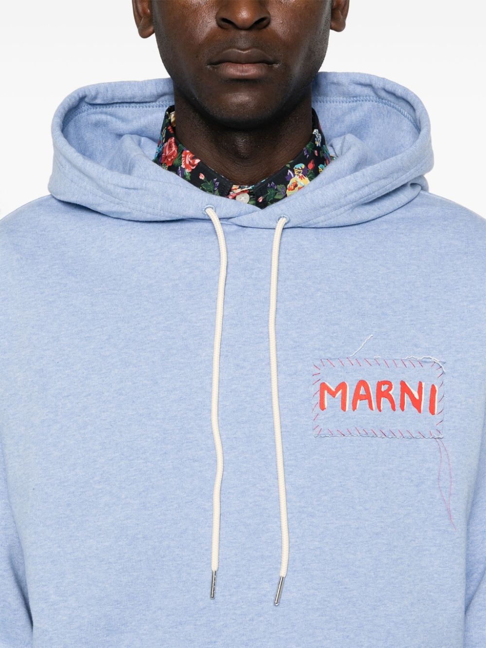 logo-patch cotton hoodie - 5