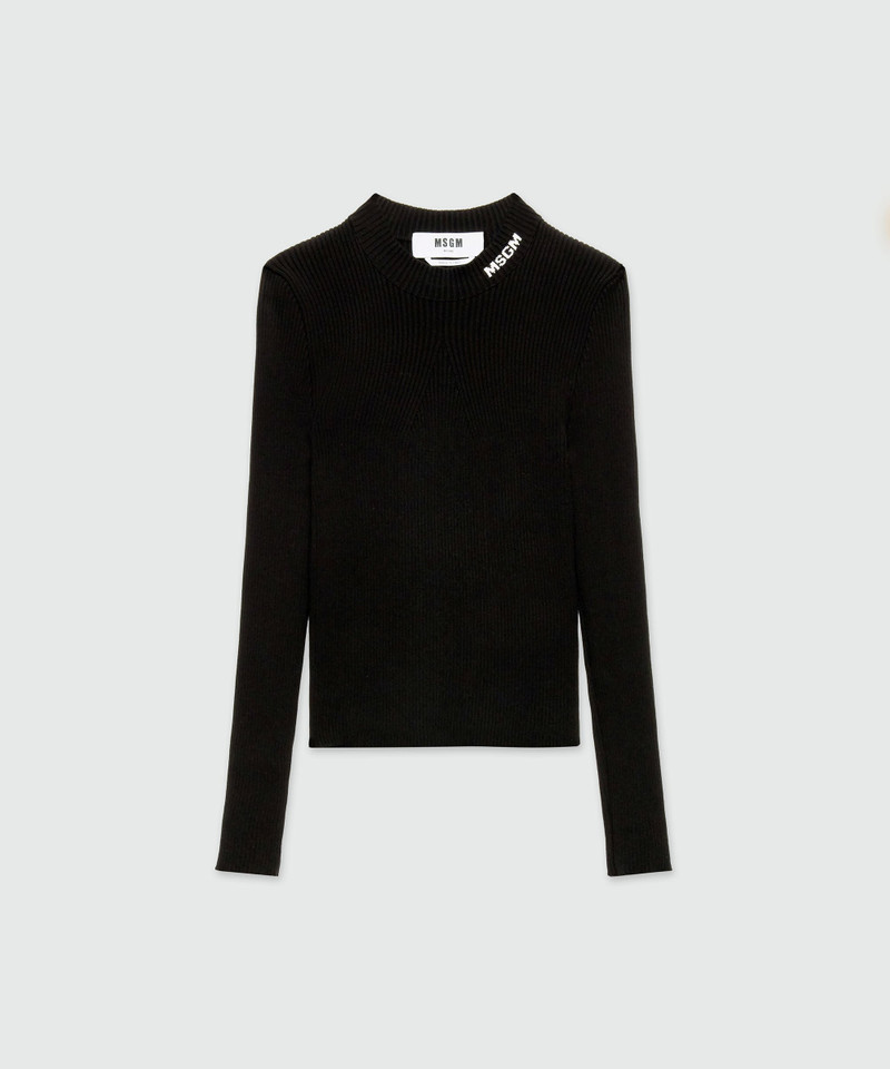 Black ribbed stretch sweater 1