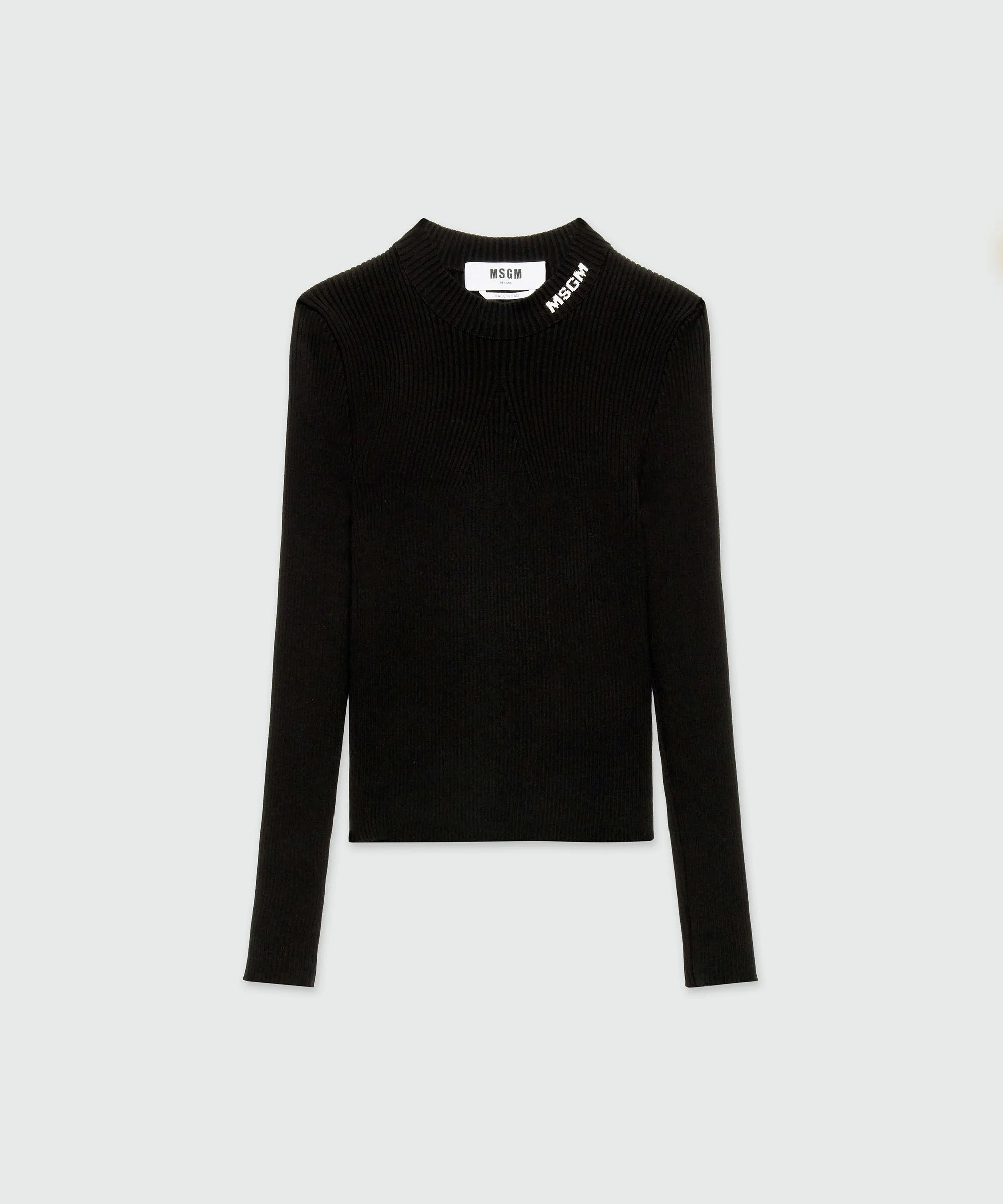 Black ribbed stretch sweater - 1