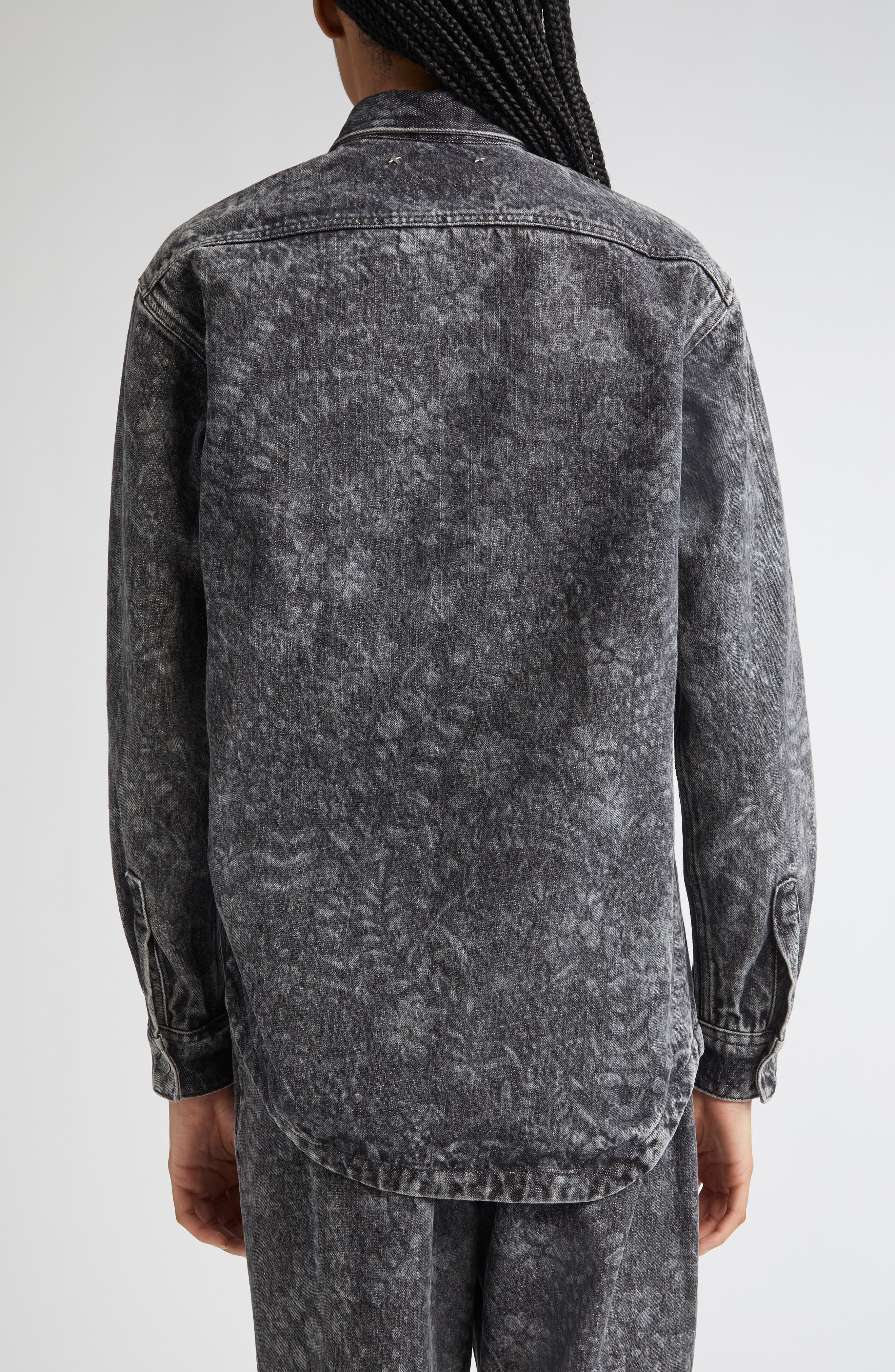 Golden Goose Journey Ollie Boyfriend Denim Button-Up Shirt in Black Marble at Nordstrom - 3