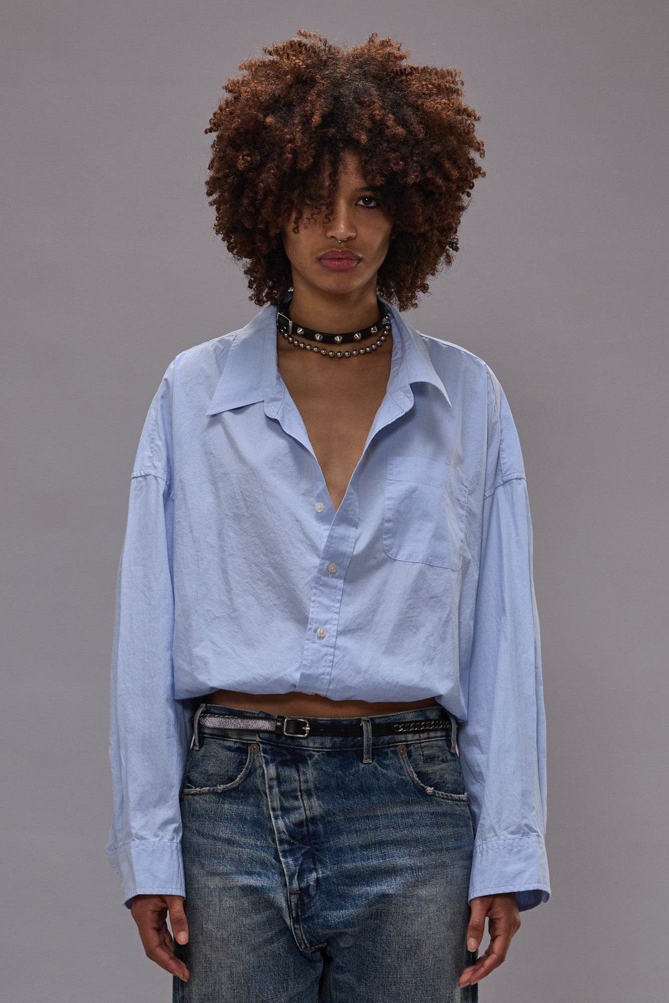 CROSSOVER BUBBLE SHIRT - EOE LIGHT BLUE - R13 - 2