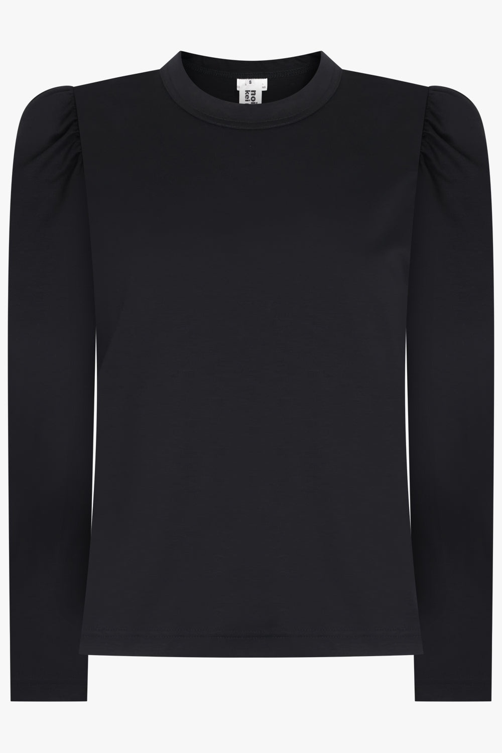 RUCHED SHOULDER L/S TOP | BLACK - 1