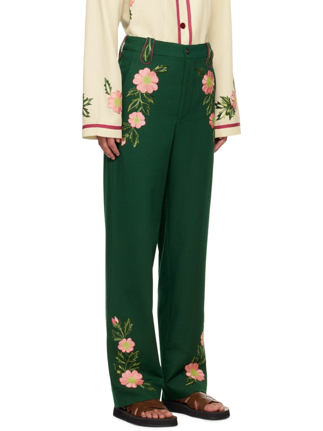 Green Prairie Rose Trousers - 2