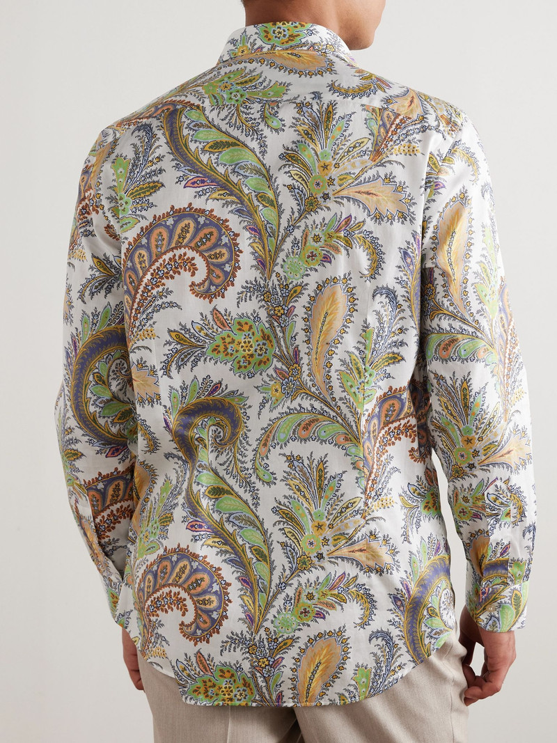 Paisley-Print Cotton-Poplin Shirt Green 4