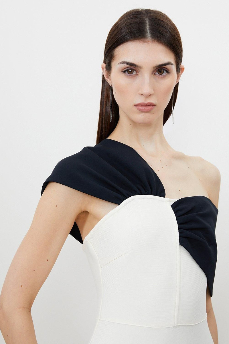 KAREN MILLEN Figure Form Bandage Asymmetric Strap Knit Midi Dress outlook