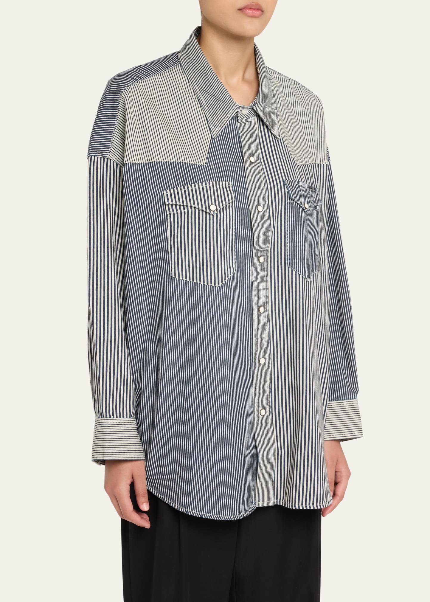 Oversized Denim Cowboy Shirt - 4