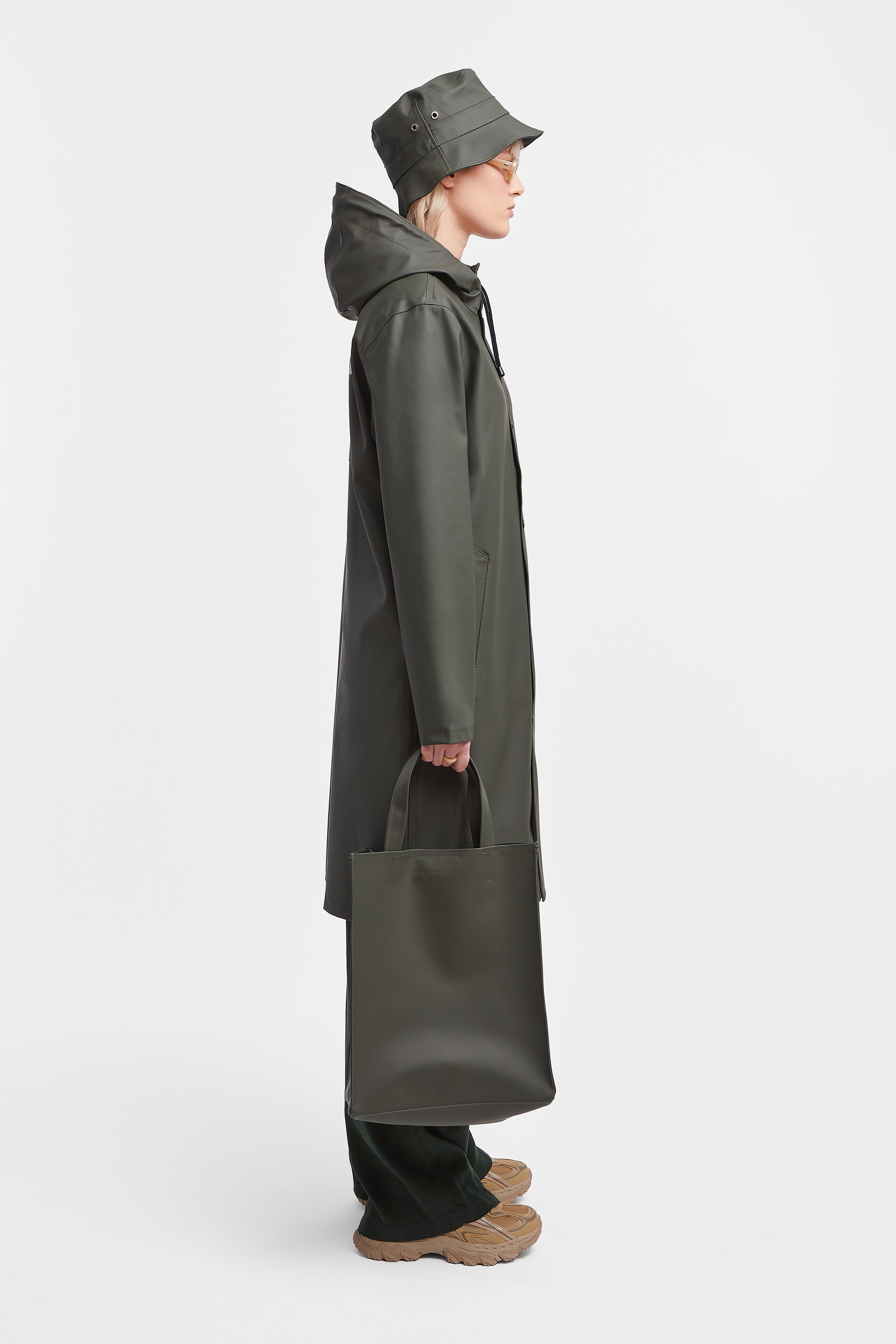 Stockholm Long Print Raincoat Green - 4