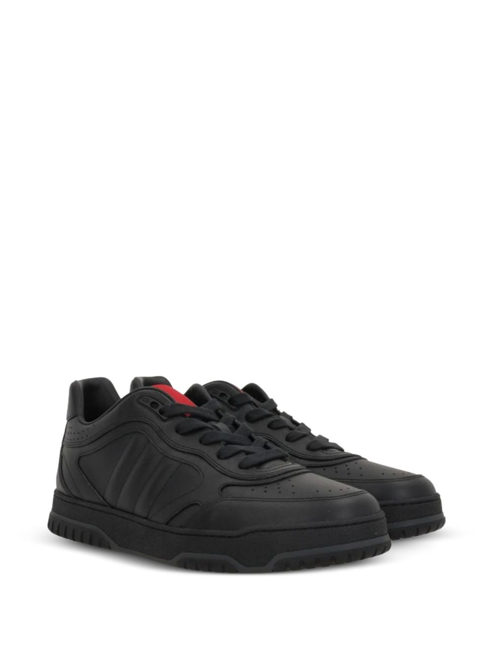 leather perforated sneakers - 2