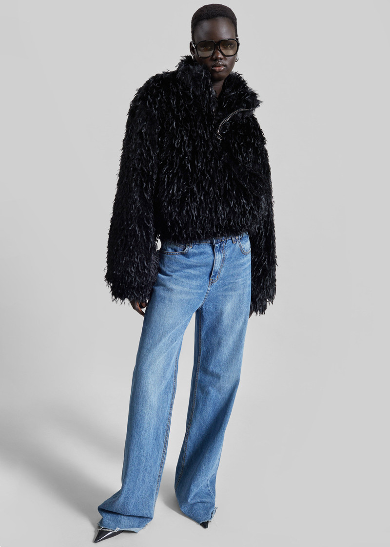 Rivee Faux Fur Pullover - Black 7