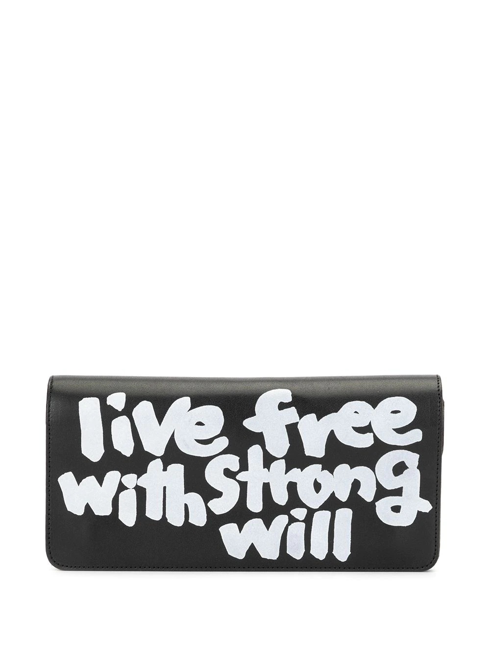 slogan-print leather wallet - 1