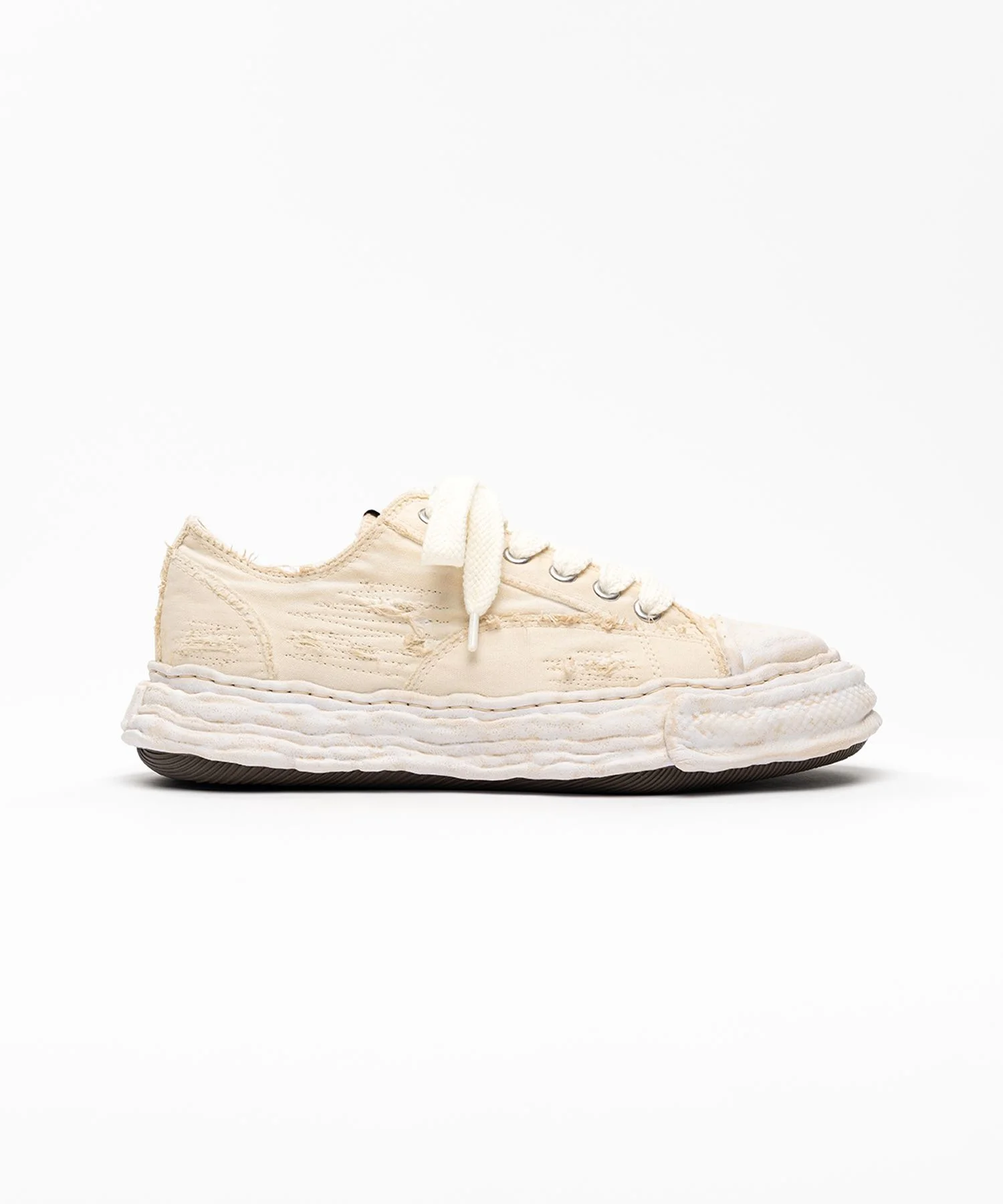 "PETERSON23" OG Sole Ripped Overdye Canvas Low-top Sneaker - 1