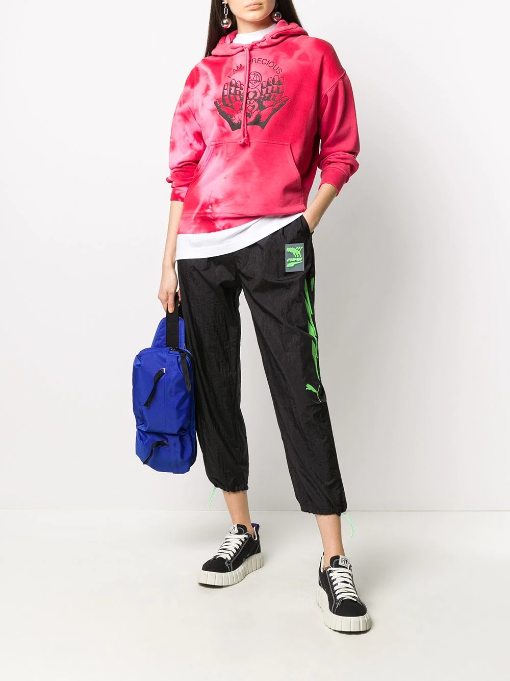 side contrasting motifs track pants  - 2