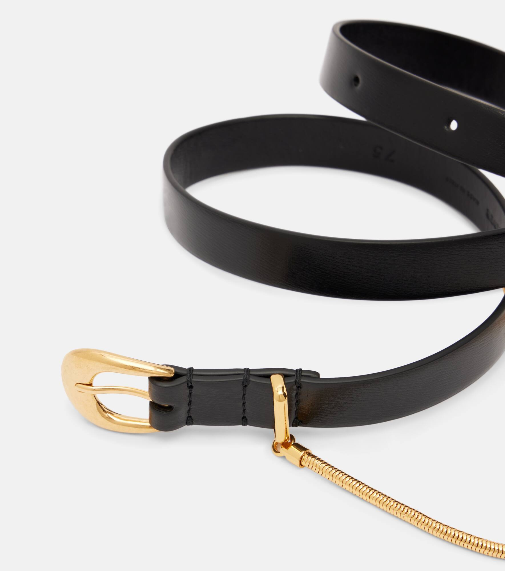 Curve chain-detail leather belt - 3