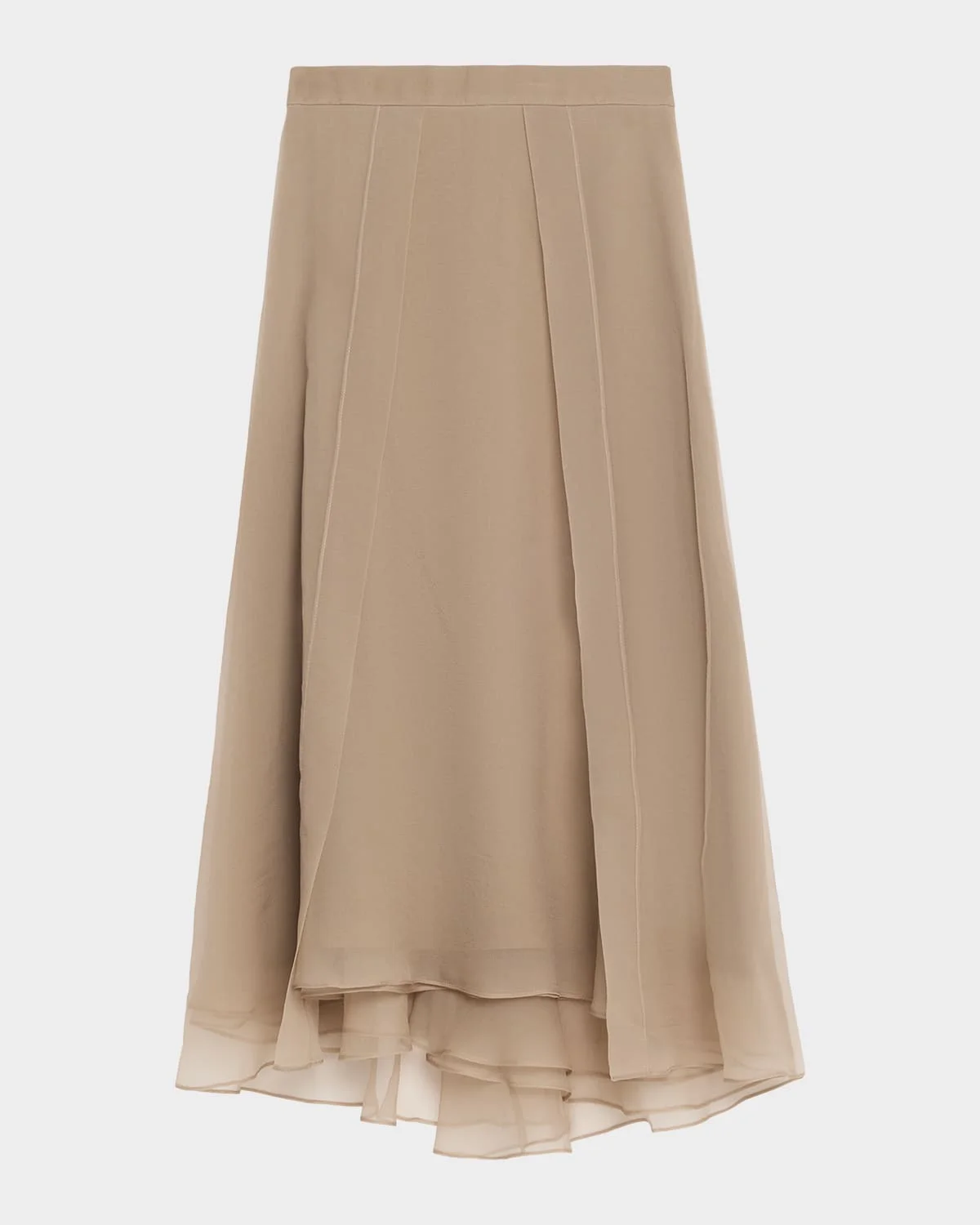 Crispy Silk Organza Overlay Midi Skirt - 1