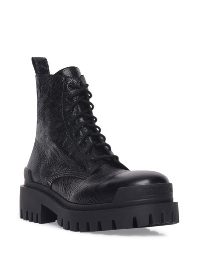 BALENCIAGA Strike lace-up leather boots outlook