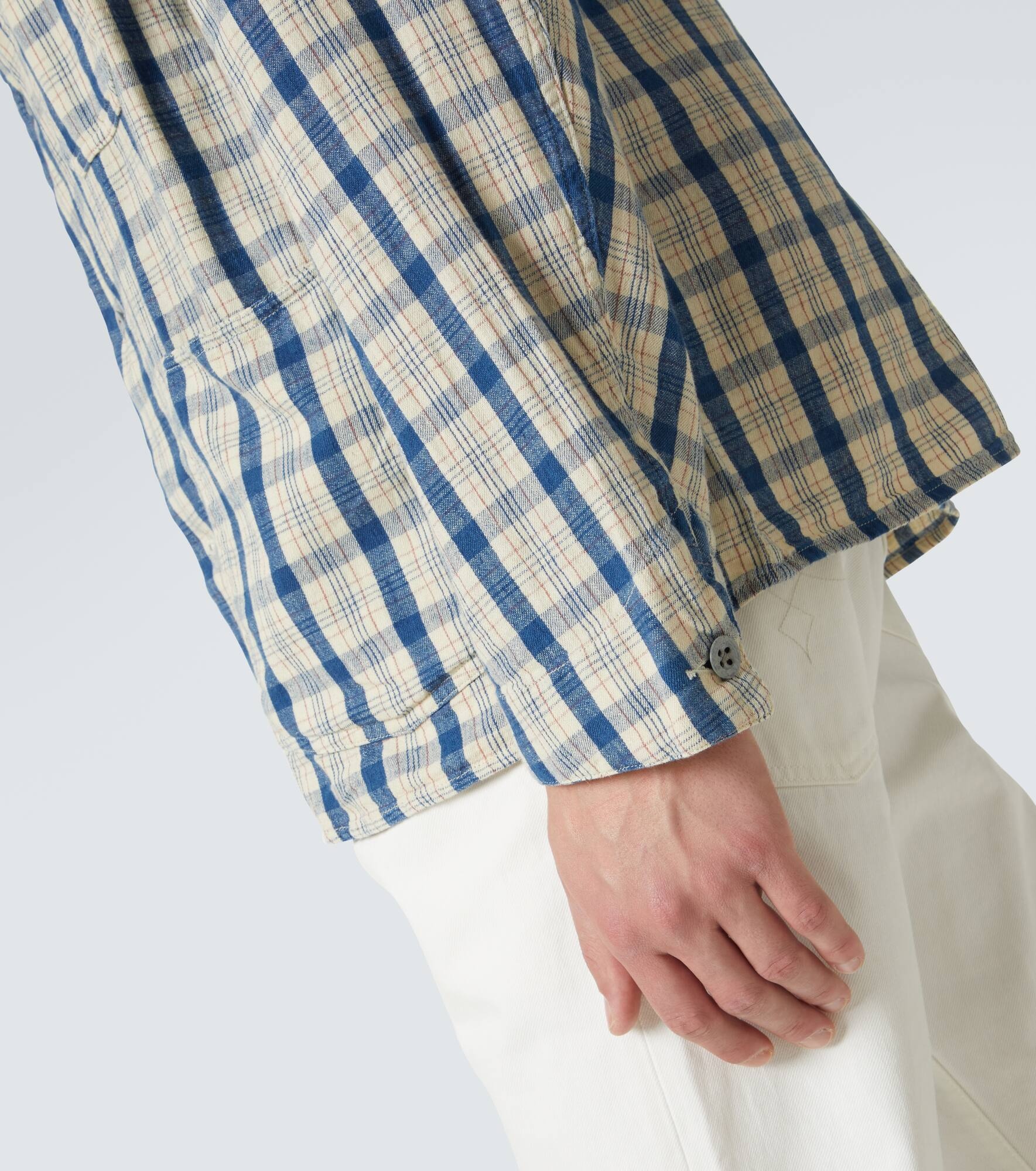 Checked cotton and linen shirt - 6