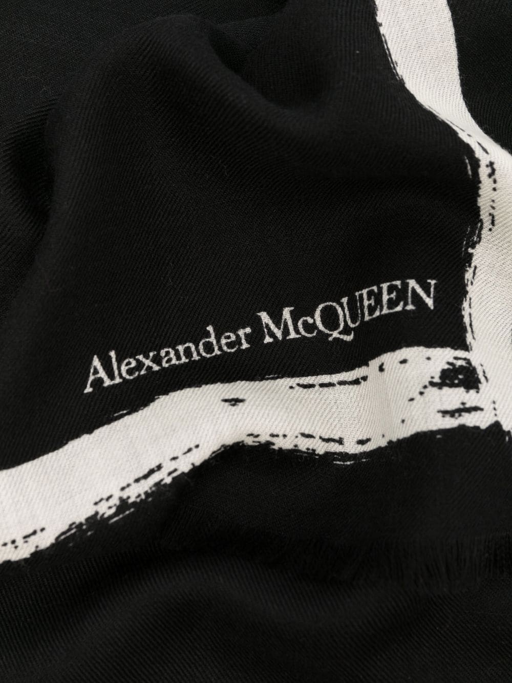 logo-print raw-edge scarf - 4