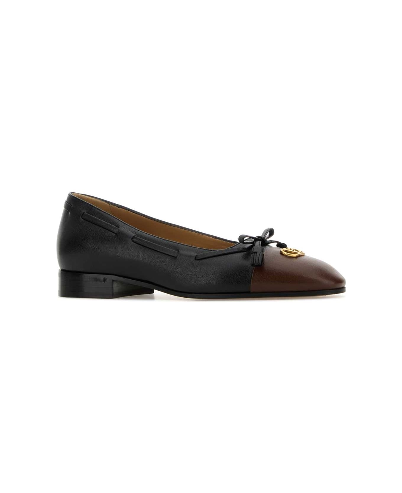 Black Leather Valet Du Roi Ballerinas - 2