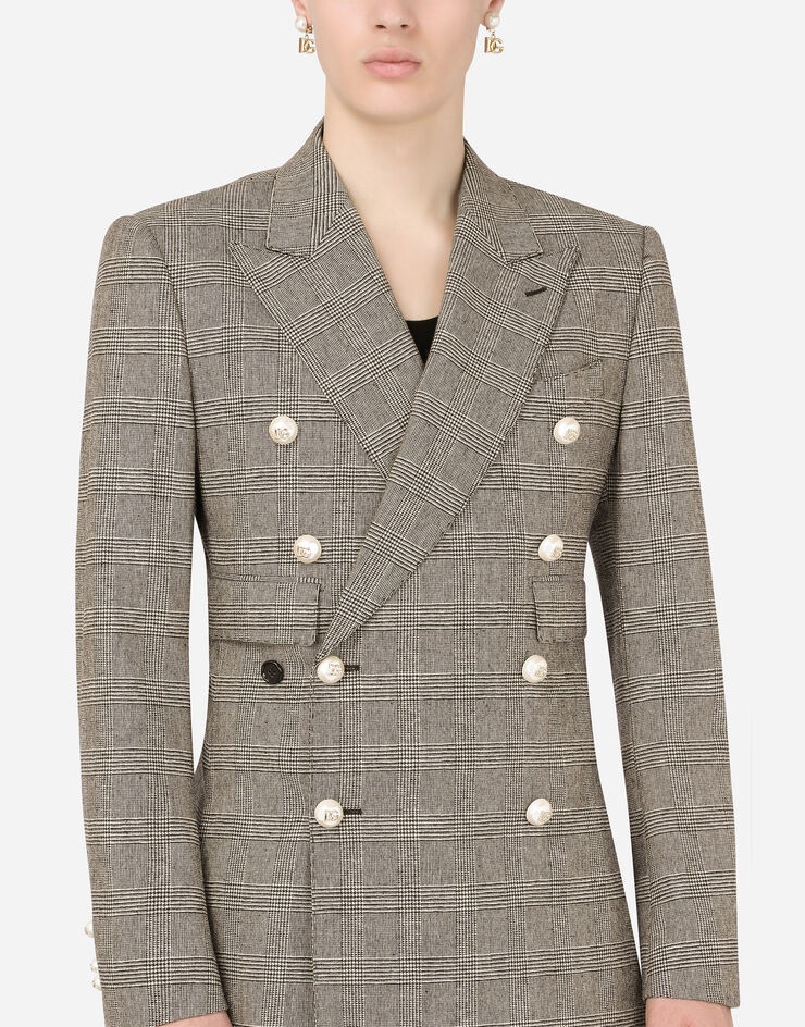 Double-breasted checked Sicilia jacket in a stretch wool blend - 4