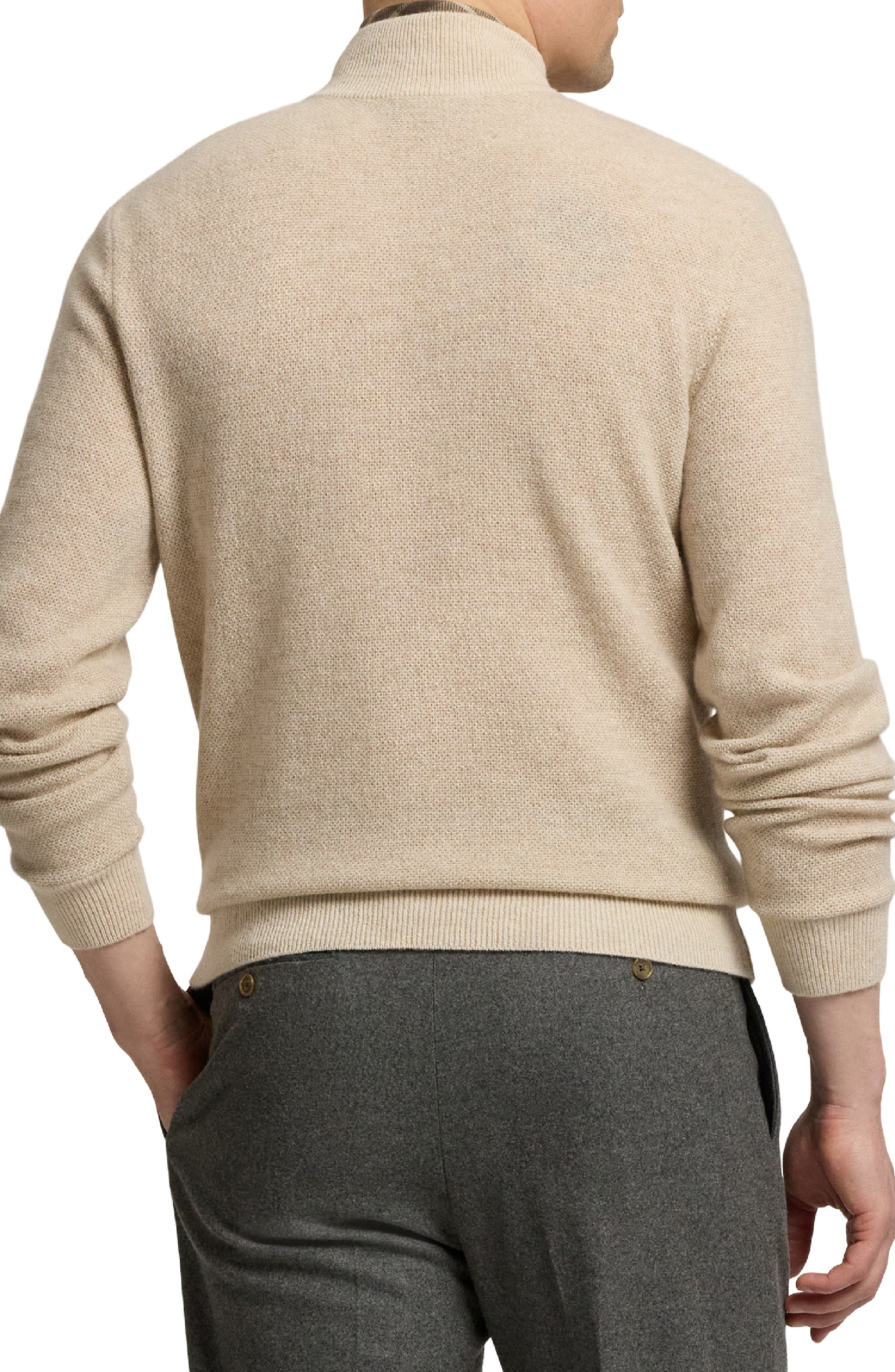 Ralph Lauren Purple Label Bird's Eye Cashmere Half Zip Sweater in Summer Sand Multi at Nordstrom - 2