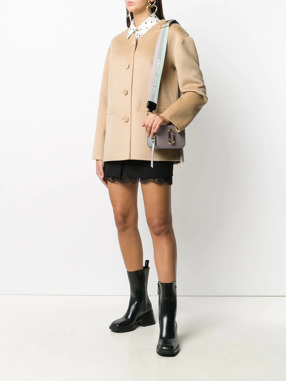 collarless button-through coat - 2