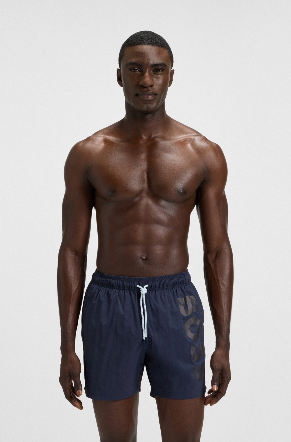SWIM SHORTS WITH VERTICAL LOGO PRINT - 2