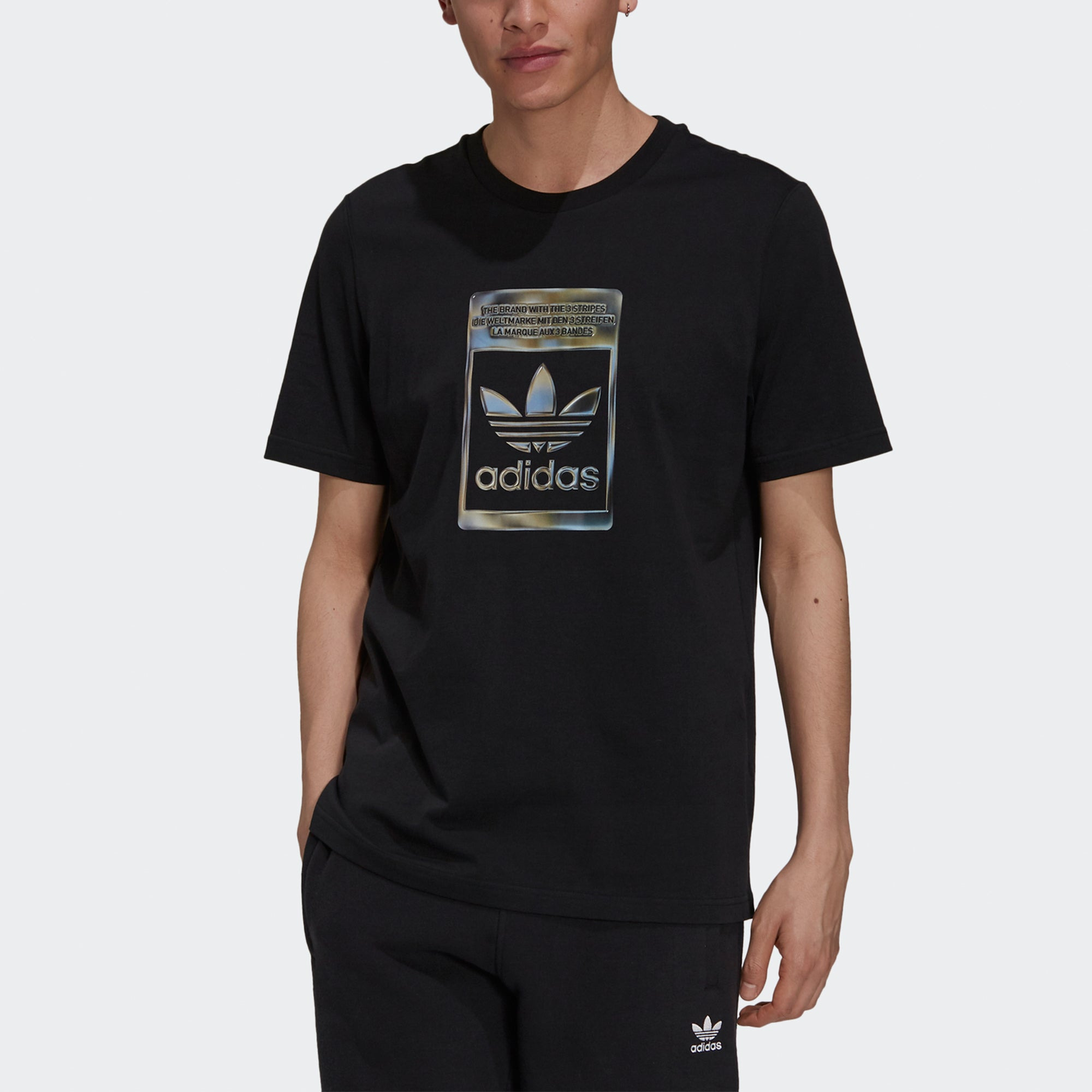 adidas originals Camo Infill Tee Logo Sports Short Sleeve Men's Black/Multi-Color H13502 - 2