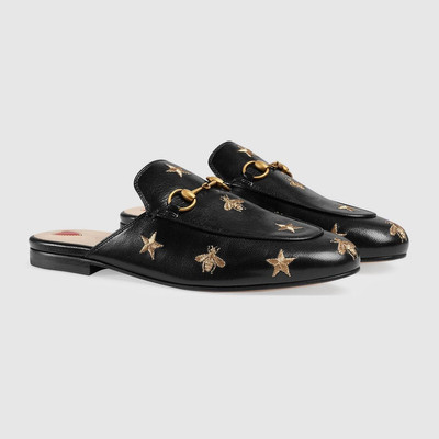 GUCCI Princetown embroidered leather slipper outlook