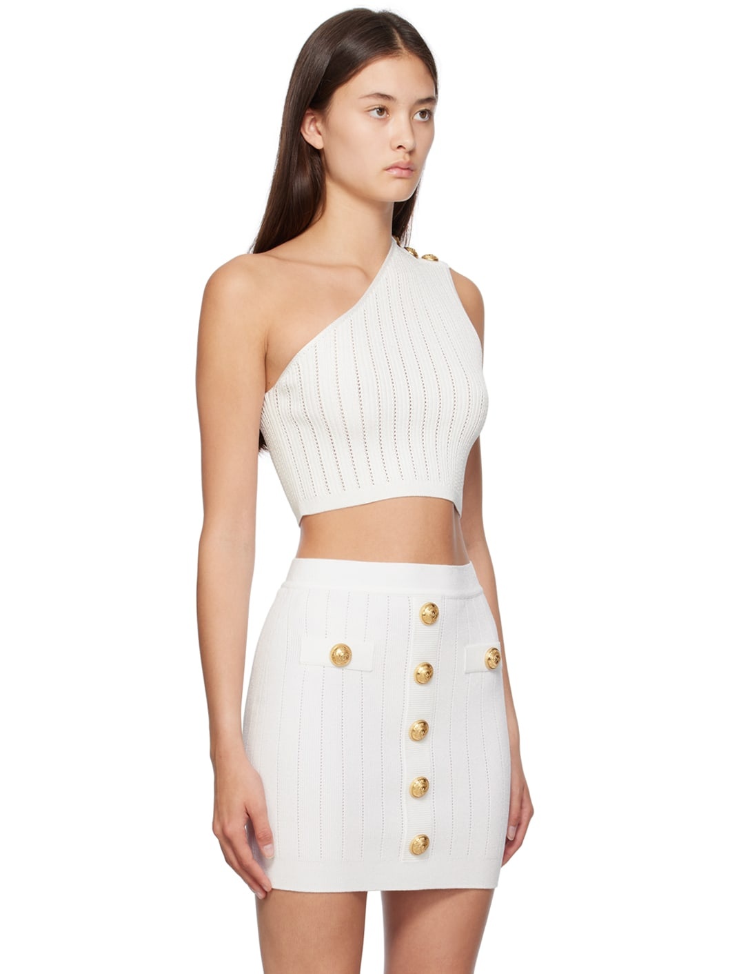 White Asymmetric Tank Top - 2