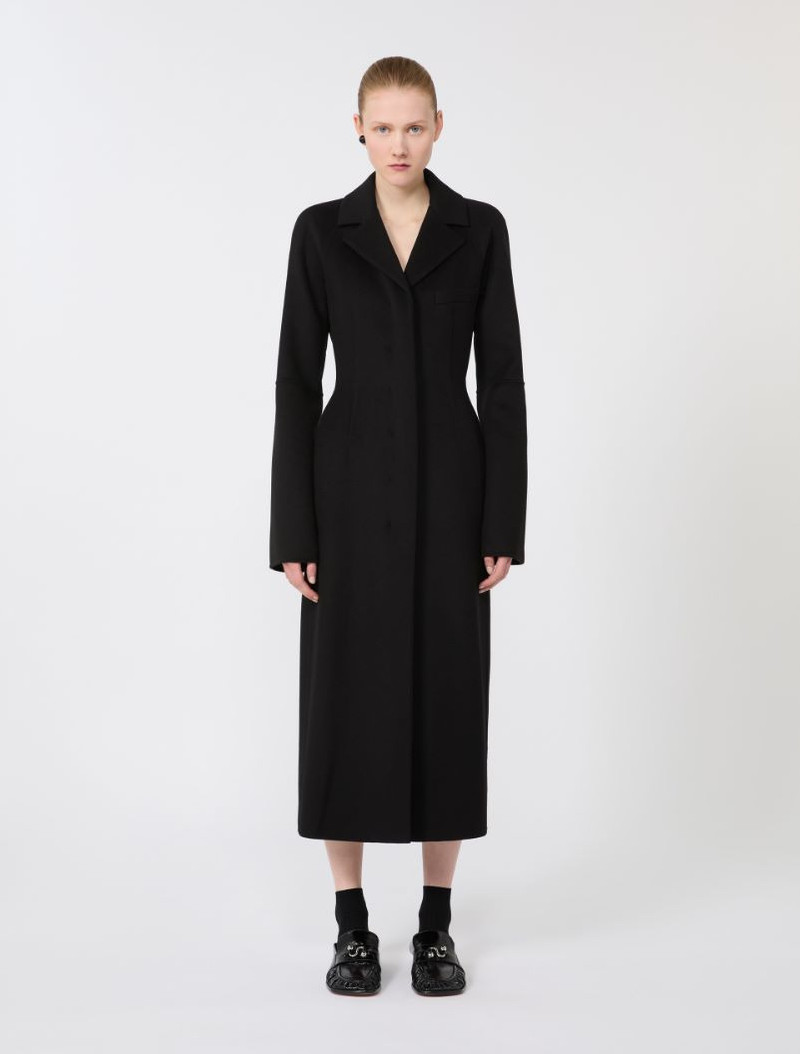 Slim-fit long wool coat - black 3