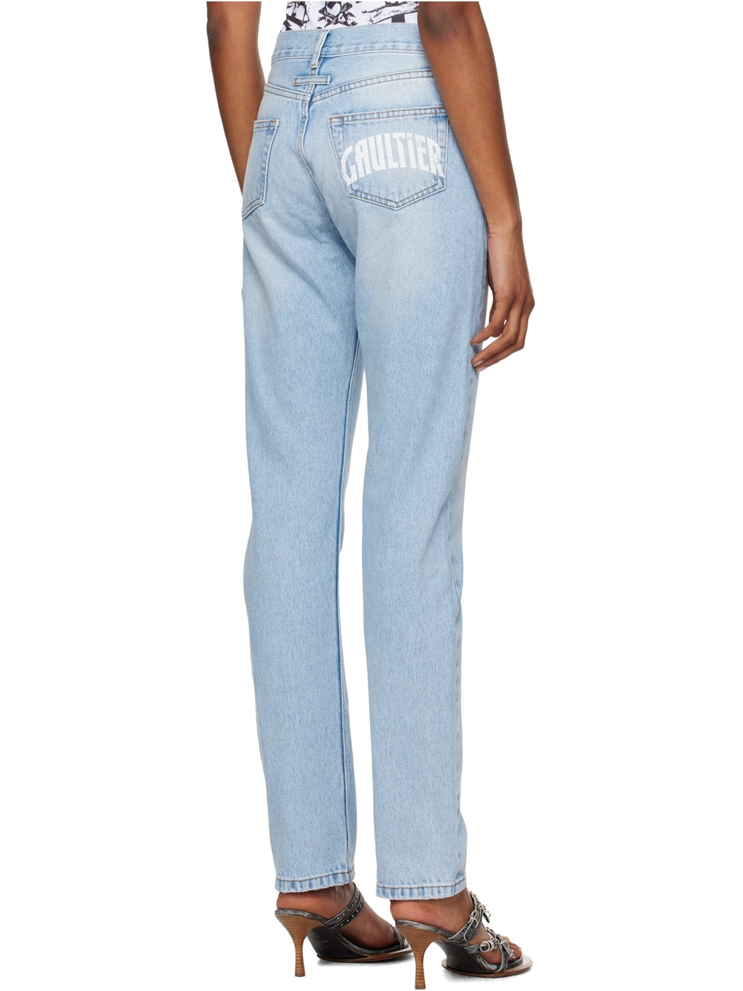 Blue Printed Jeans - 3