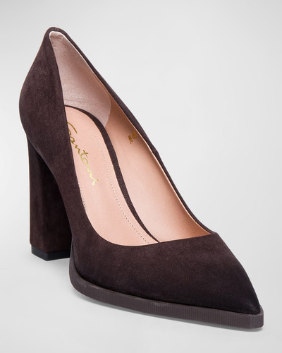 Santoni Estelle Suede Block-Heel Pumps outlook