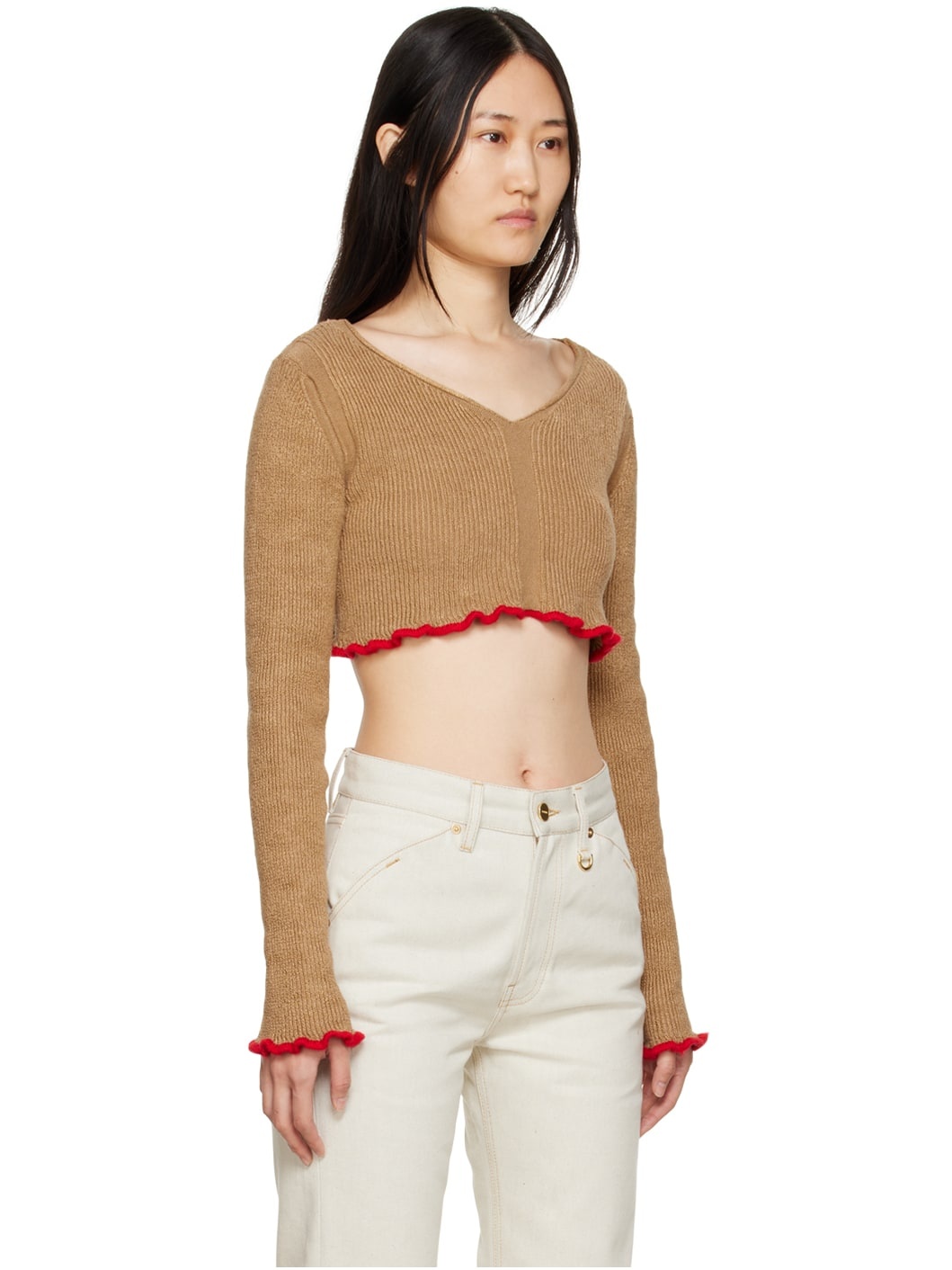 Tan & Red 'La Maille Santon' Sweater - 2