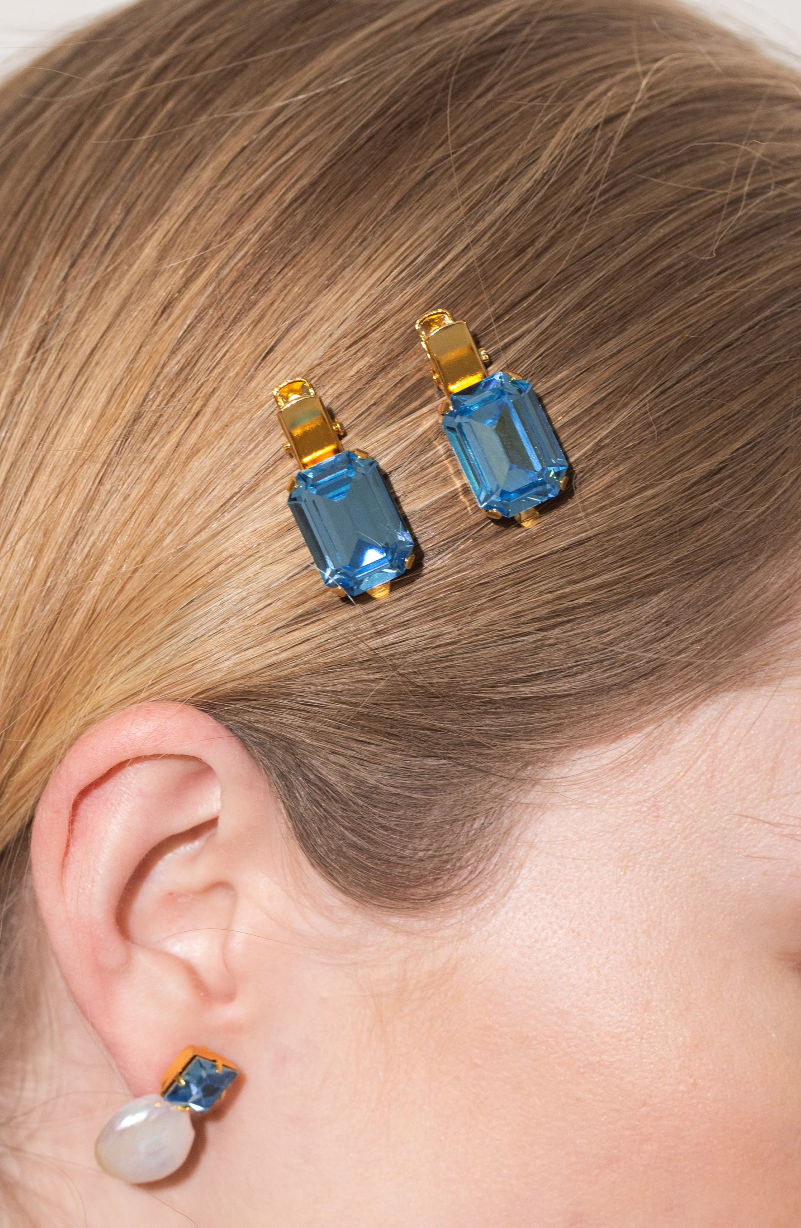 Jennifer Behr Set of 2 Kara Crystal Hair Clips in Pool at Nordstrom - 2