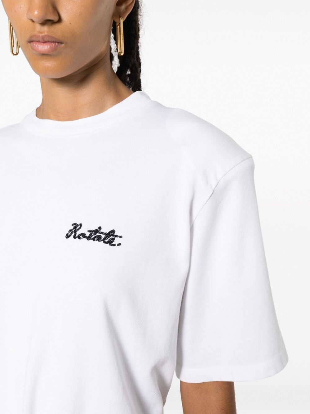 sequin logo-detail organic cotton T-shirt - 5
