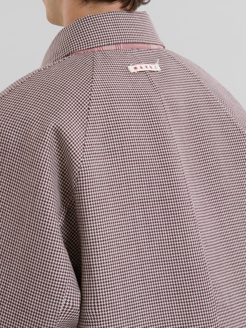 BURGUNDY CHECKED WOOL SINGLE-BREASTED COAT - 5