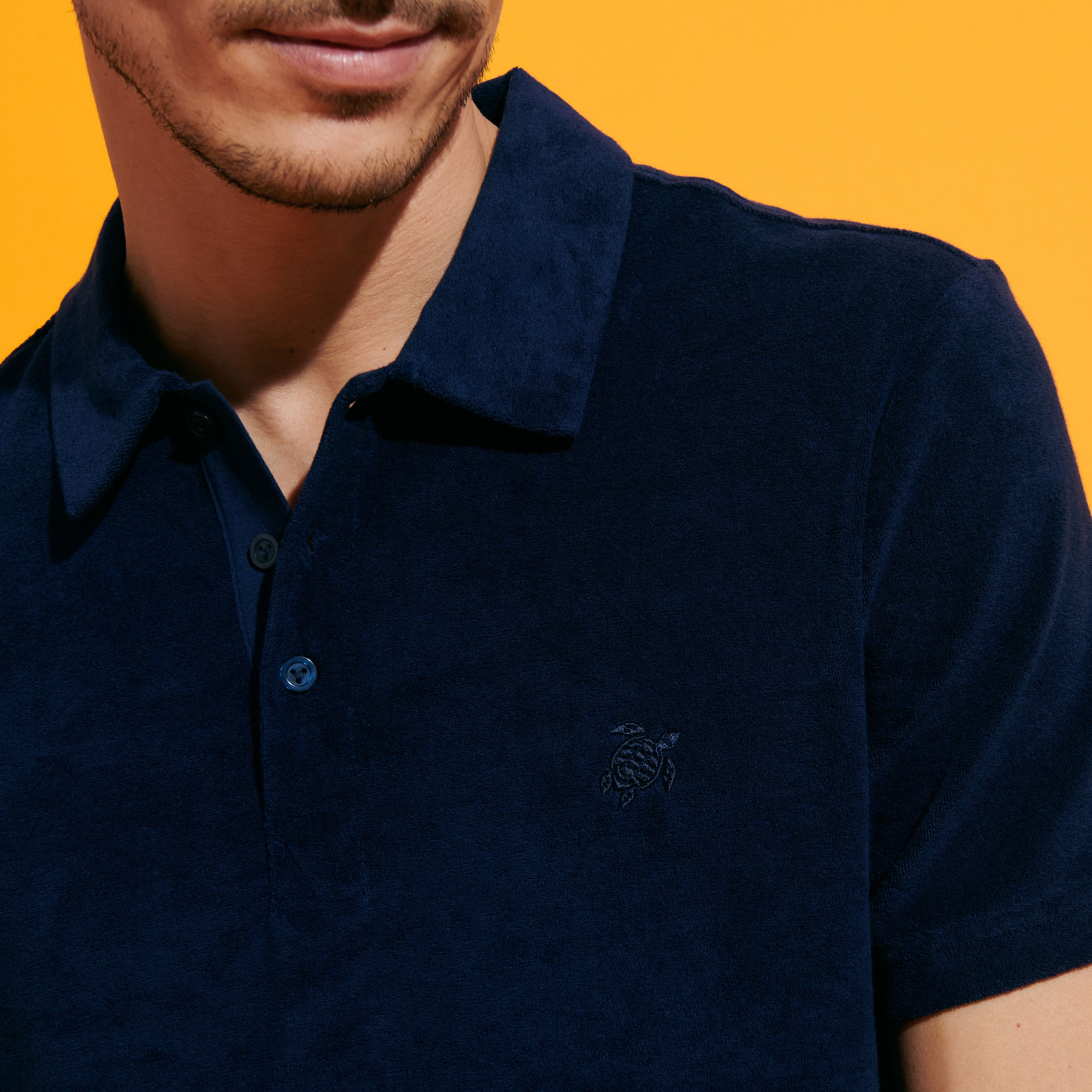 Men Organic Cotton Terry Polo Solid - 5