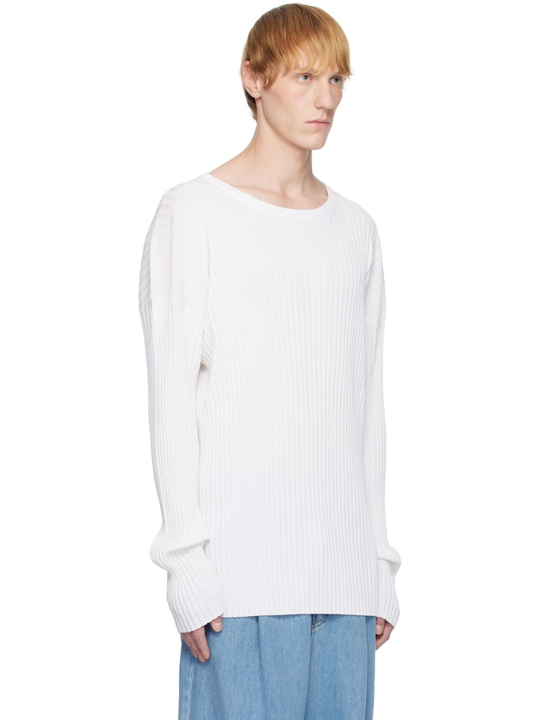 White Rib-Knit Sweater - 2