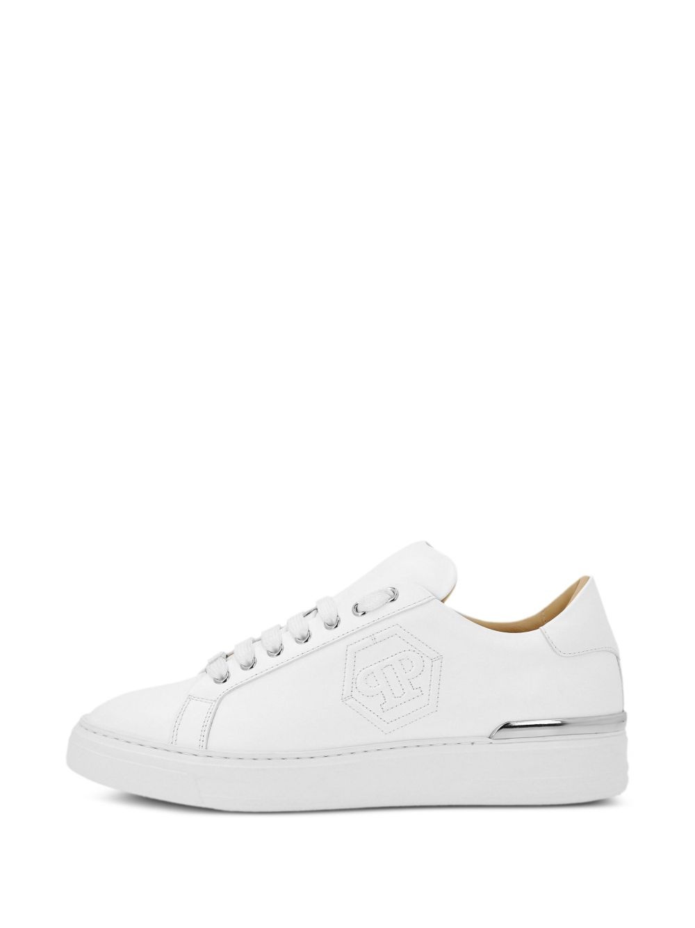 embossed leather sneakers - 5