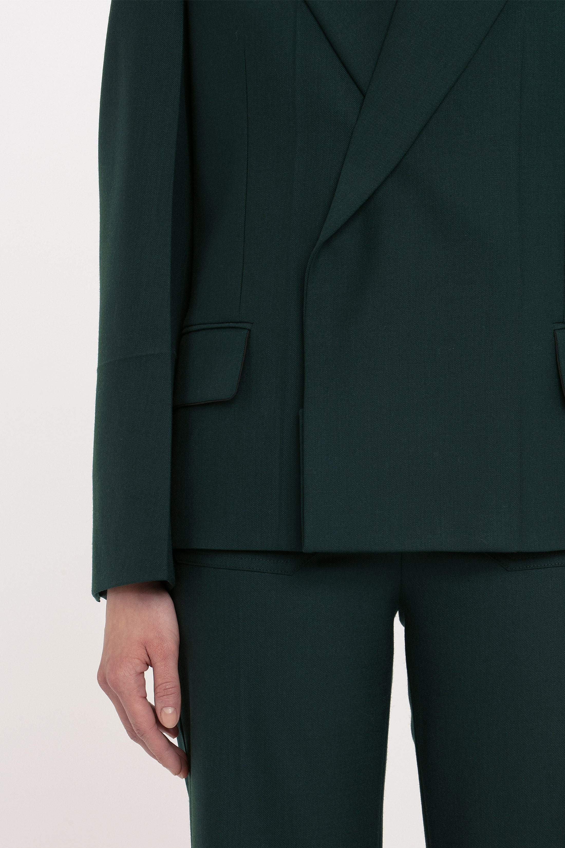 Pointed Shoulder Jacket In Seaweed - 5