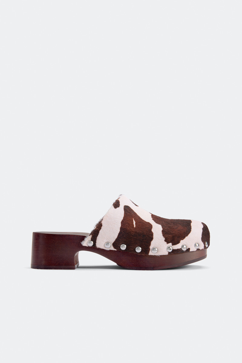 Rio Wood Clog In Cow Print 1