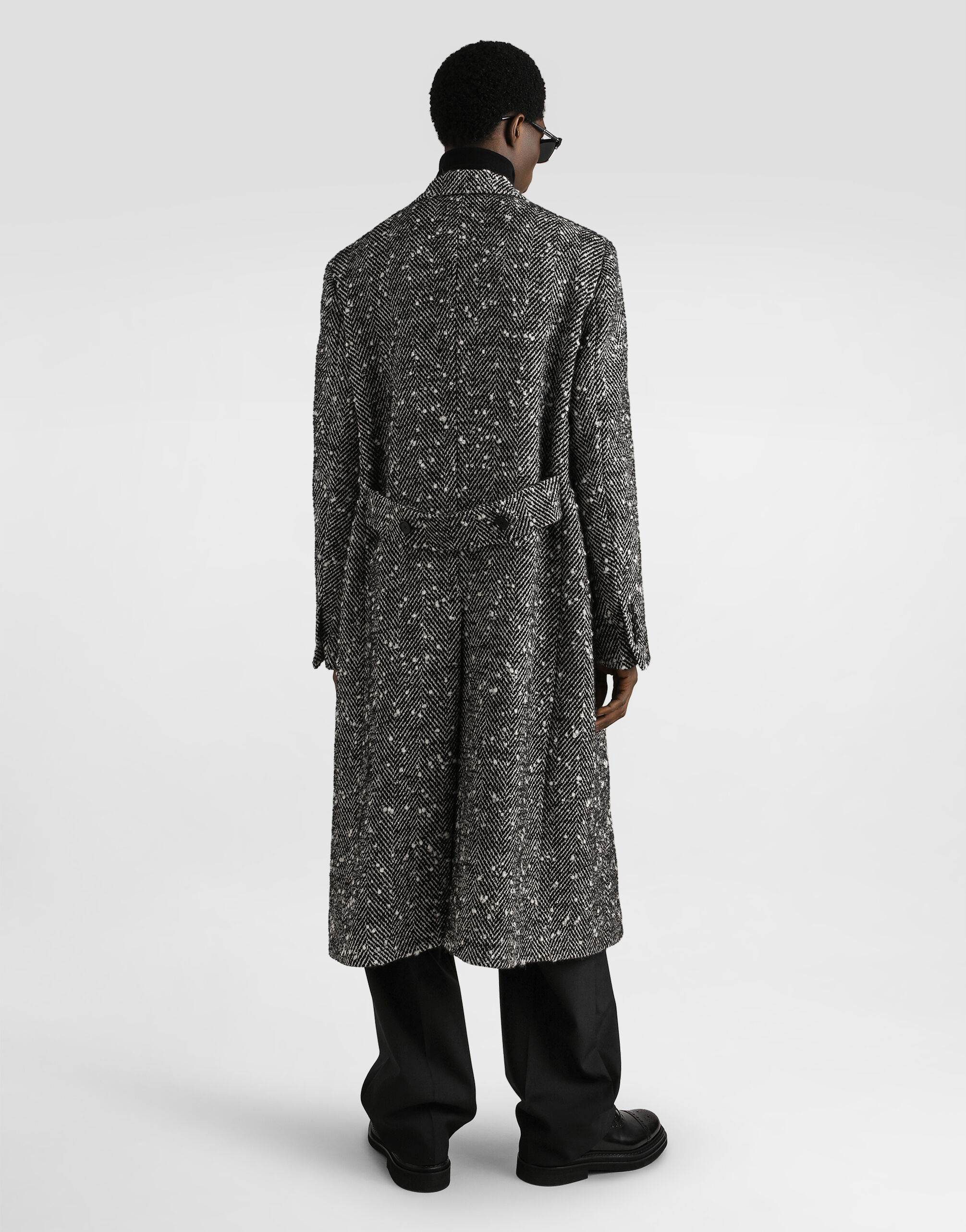 Double-breasted herringbone wool blend coat - 3