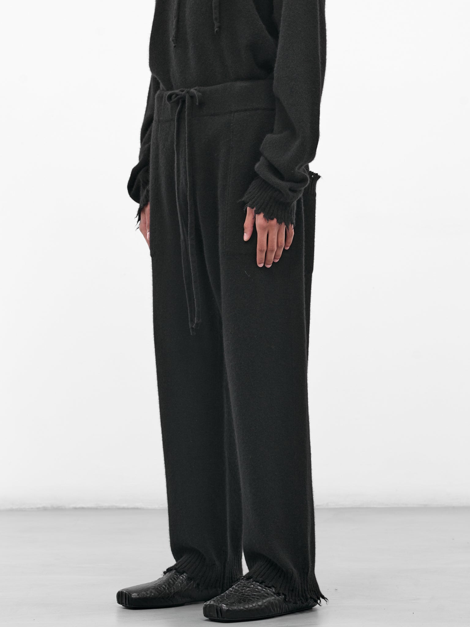 Black Cashmere Knit Trousers - 2