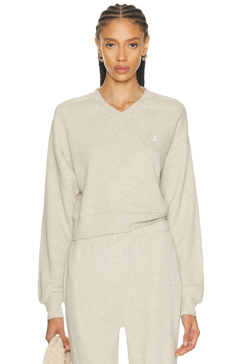 Cropped V-Neck Sweatshirt - 1