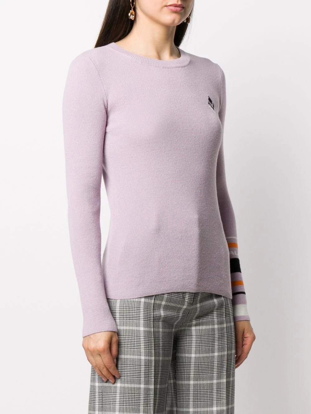 ribbed stripe detail jumper - 3