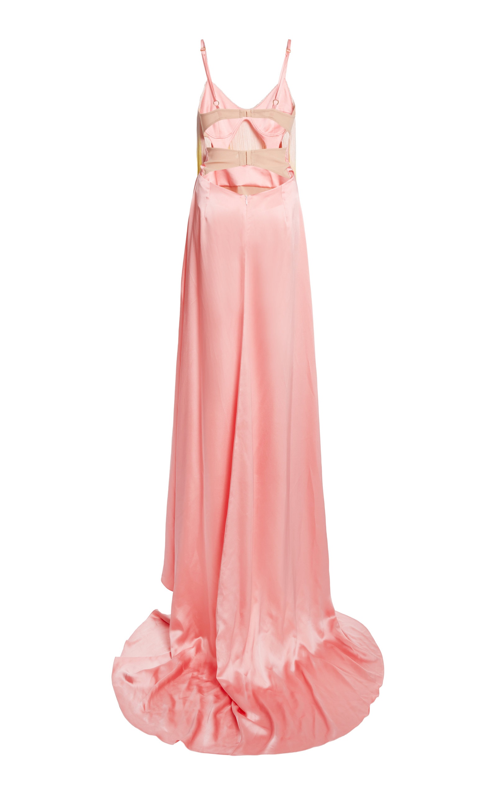Diamond Bra Fringed Satin Gown multi - 3