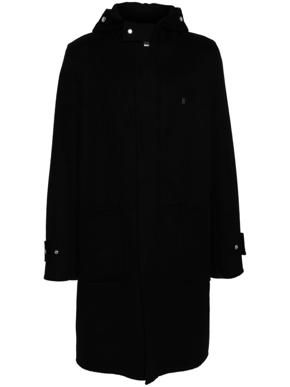 hooded single-breasted coat - 1